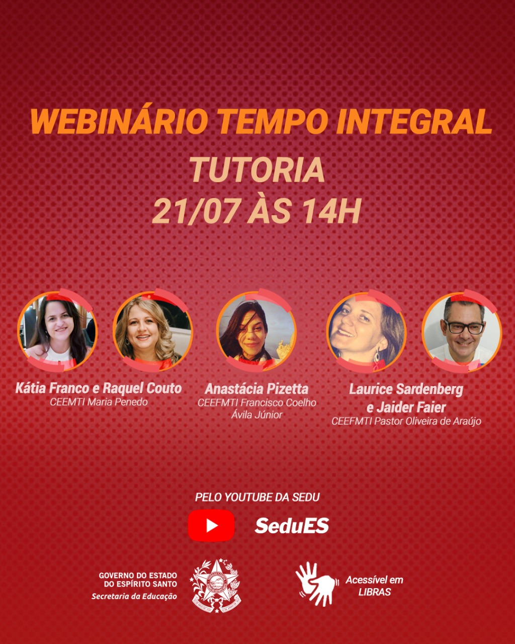 SEDU - Webinários temáticos semanais sobre 'Educação em Tempo Integral ...